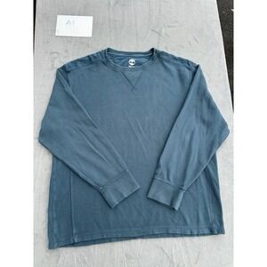 Timberland 100% Cotton Long Sleeve Crewneck Thermal Shirt Teal Blue Men's XL